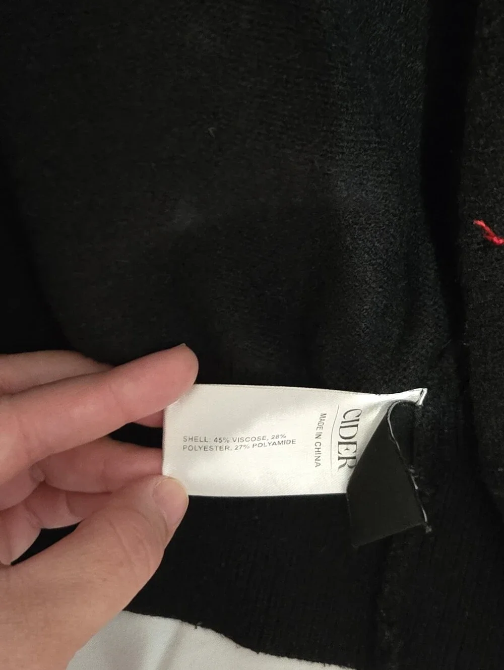 Cider Black Cardigan with Red Heart Appliqués
